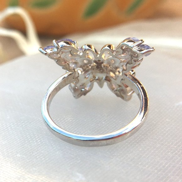 Tanzanite Butterfly Ring .925 Sterling Silver Genuine Gemstones Limited Edition - Picture 6 of 16